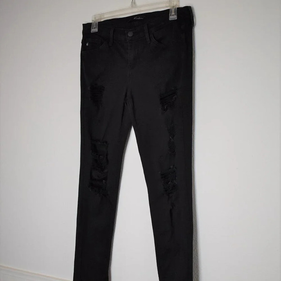 KanCan Skinny Jeans Sz 27 Mid Rise Denim Pants Distressed Grunge Destroyed Black - Picture 2 of 16